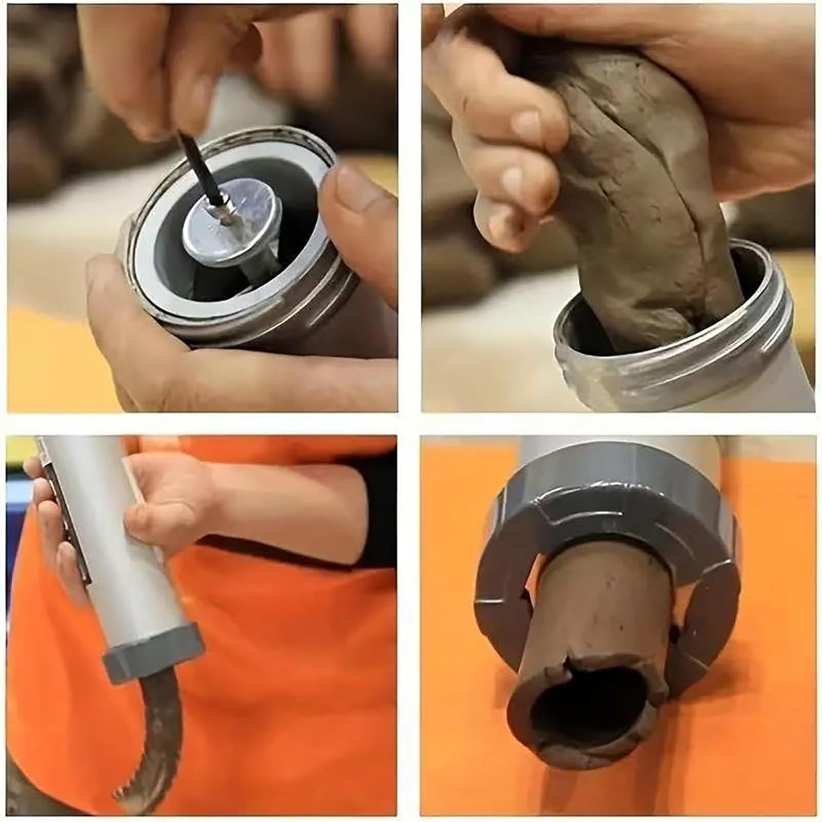 Juego de pistola extrusora de arcilla, 11 moldes huecos para barro, herramienta de cerámica de mano para esculpir, manualidades, taller de artesanía, herramienta de arcilla de bricolaje