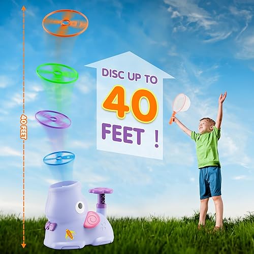 Miniatura 3 de ACOUCB Juguetes de juego al aire libre para niños de 3 a 10 años, 12 piezas de lanzador de discos voladores, juegos de patio exterior para niños de