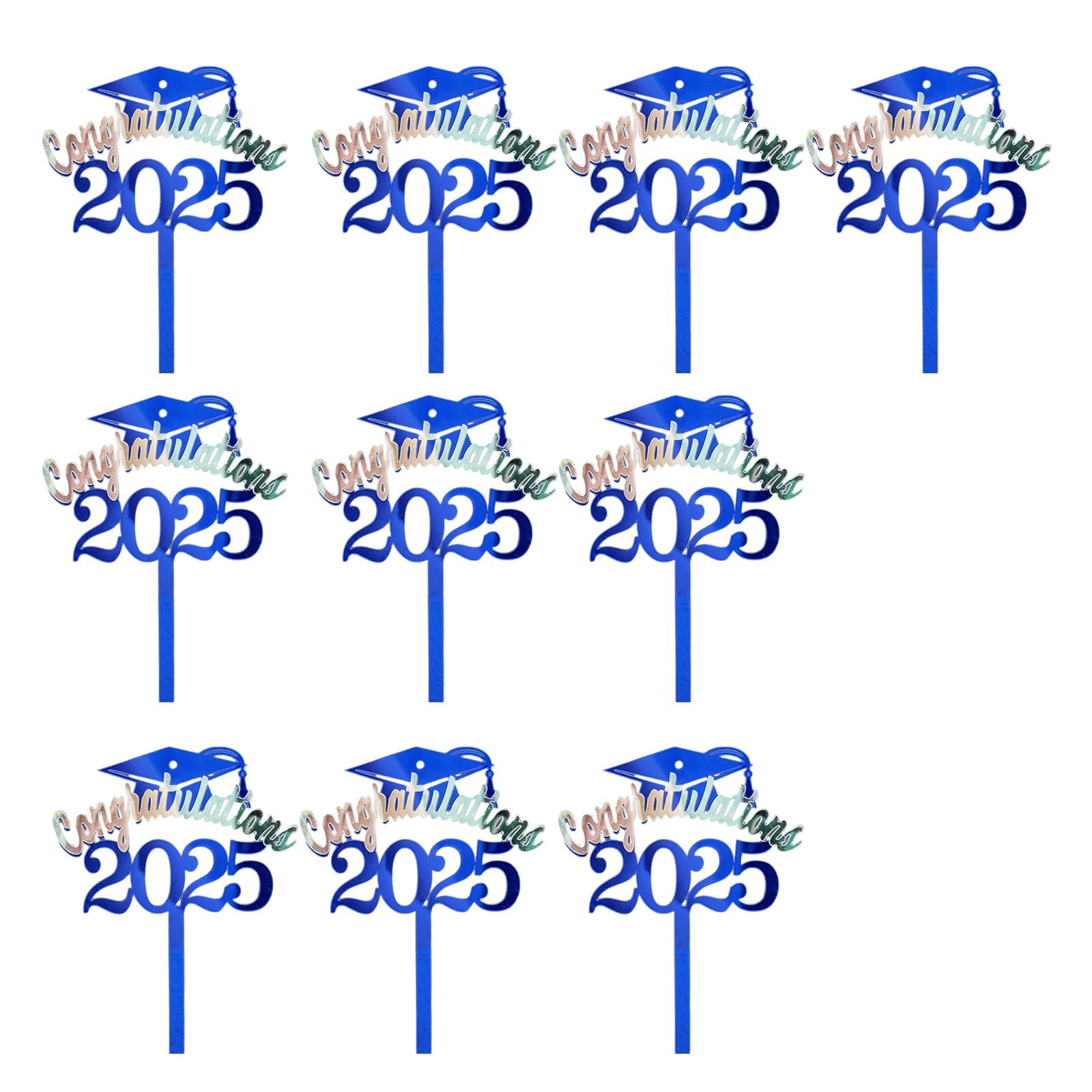 Kalttoy 10Pieces Graduation Hat Cake Decoration Bachelor Hat Cake Toppers Metallic Paper Dessert Decoration for Dessert Metallic Mortarboard Decorations