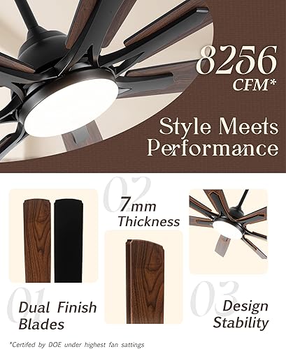 Miniatura 3 de Ventilador de techo inteligente grande de 72 pulgadas con control remoto de luz a través de WiFi Alexa, motor de CC silencioso de 6 velocidades,