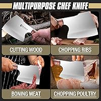 Vista 7 de Dream Reach Cuchillo Cuchilla de Carnicero de Servicio Pesado Cortador de Huesos de Acero Inoxidable Hacha de Carnicero Forjada a Mano Cuchillo