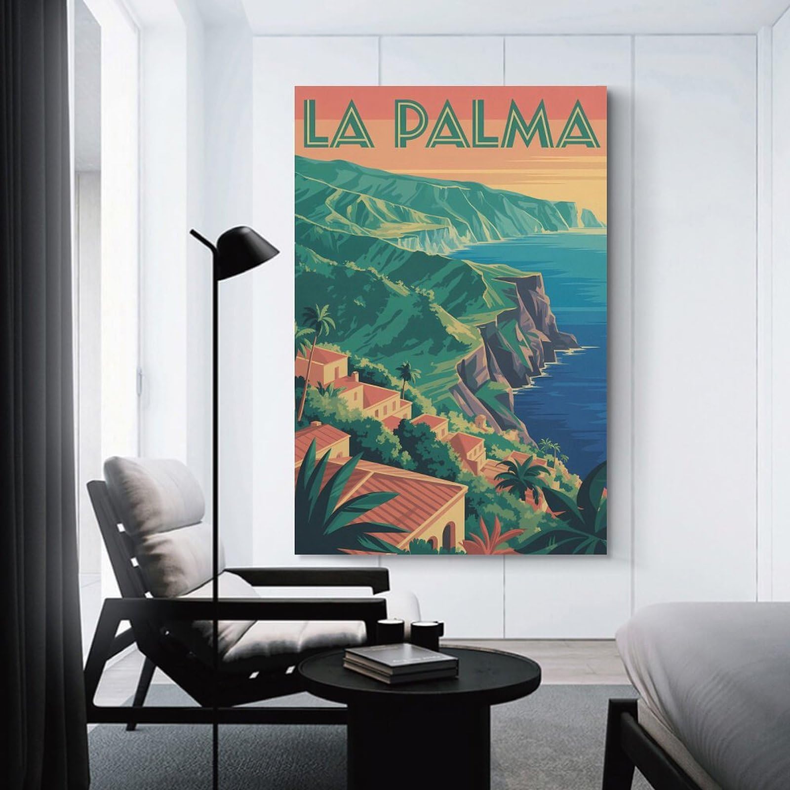Junmoney Canvas Wall Picture La Palma Coastal Landscape, 20x30inch(50x75cm), for Bedroom Decor, Cosy Corners Or Studios, A Warm Accent for Relaxed Interiors