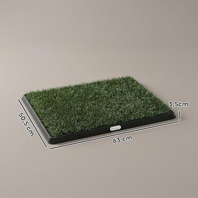 Foto 7 de 8 de PawHut Inodoro para Perros con Césped Artificial, 63x50,5 cm, Verde