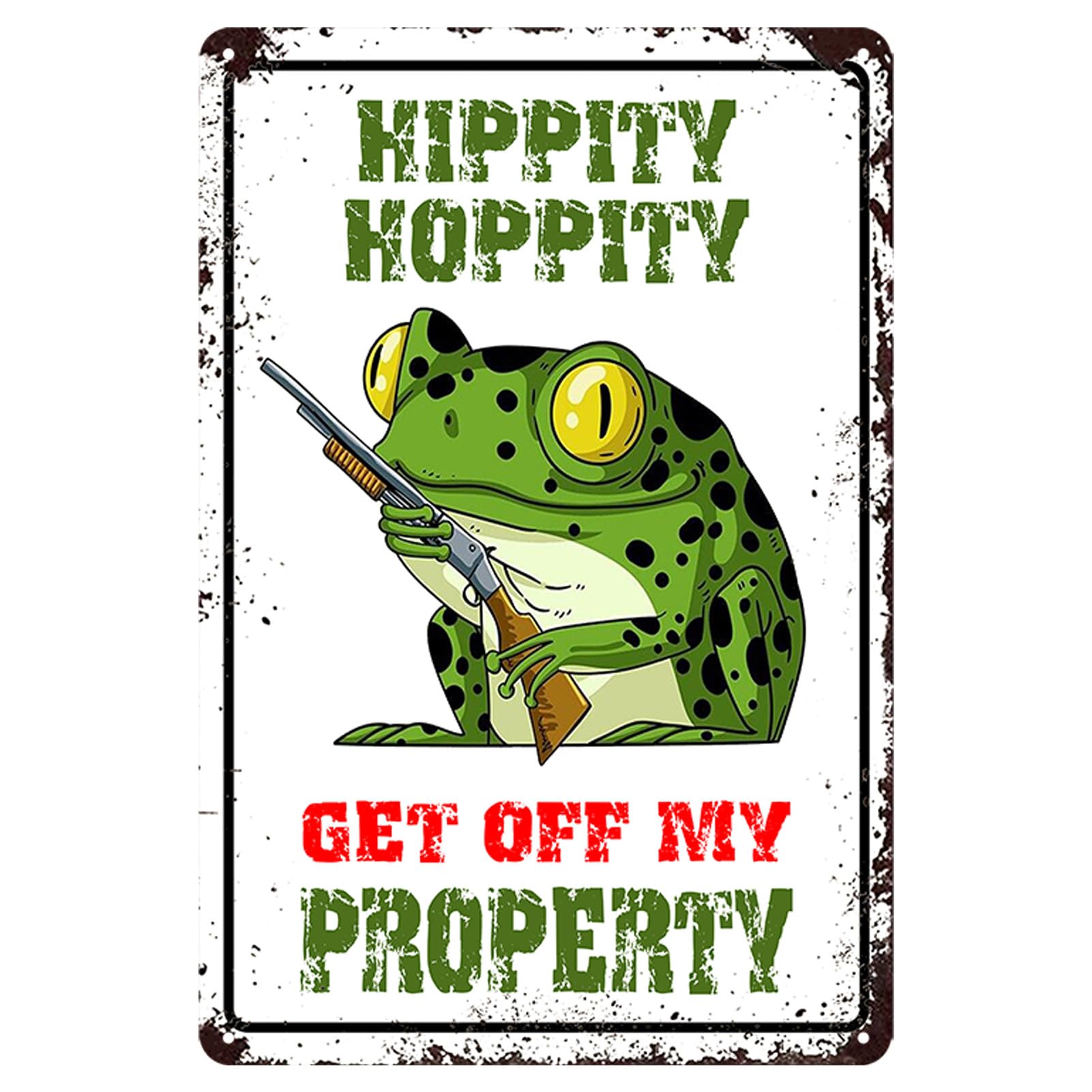 Hippity Hoppity Get Of My Property Sign Frog Room Signs Cool Stuff For Your Room Vintage Frog Metal Tin Sign Decor Funny Frog Gifts Retro Frog Posters For Bedroom Door Sign Cute Frog Things 8x12 Inch