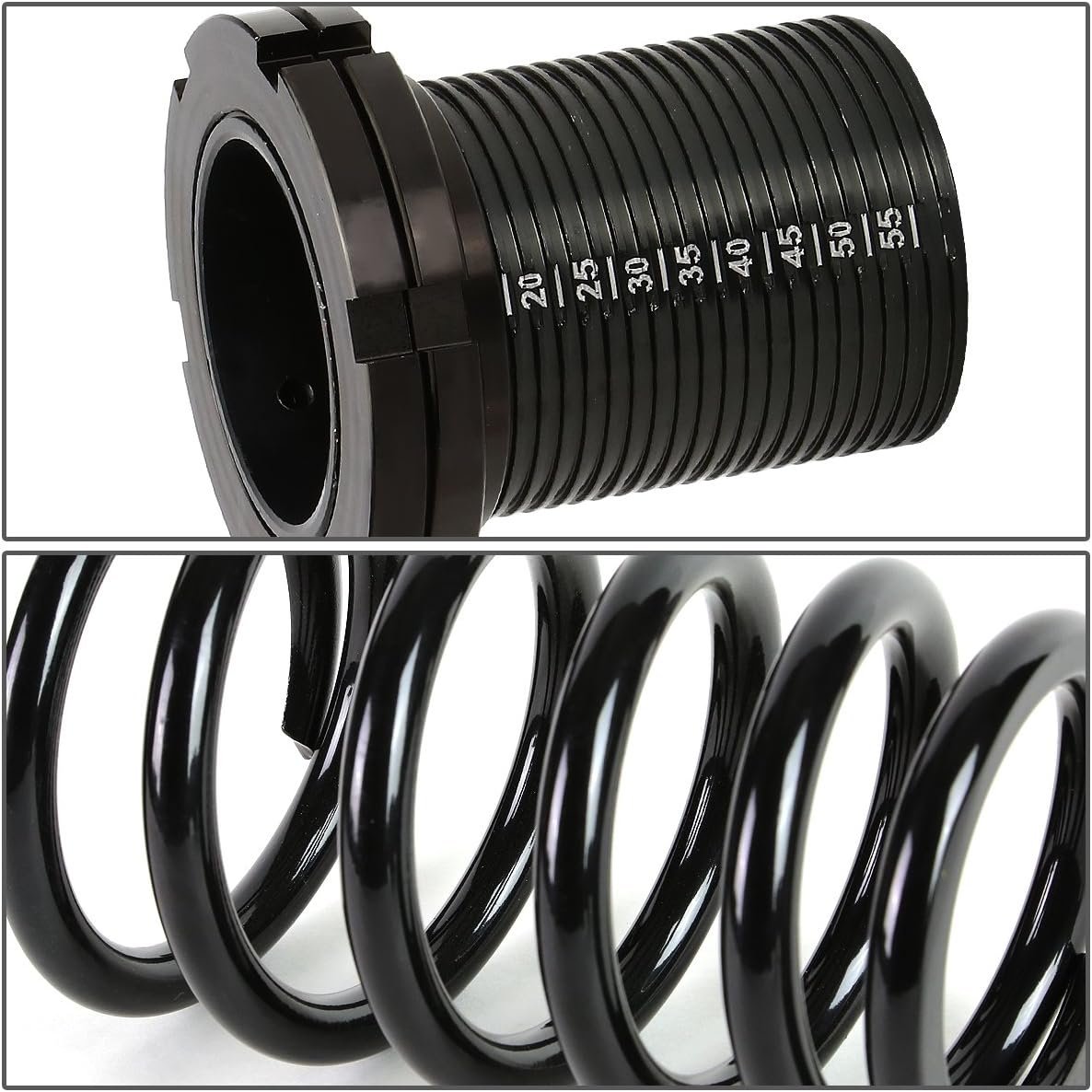 Auto Dynasty Scaled Adjustable Suspension Lowering Coilover Coil Black Spring Compatible with Honda Civic Coupe/Sedan 01-05, 4-Pieces