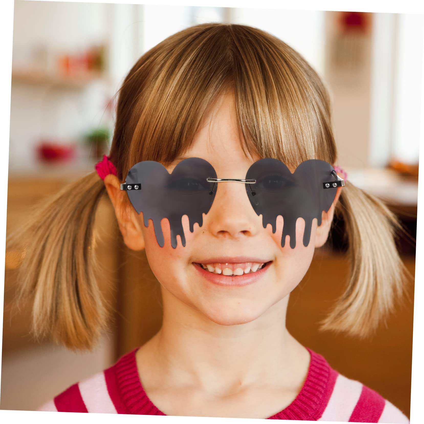GALPADA 5pezzi Occhiali Sole Forma Di Cuore Con Design Goccia Occhiali Senza Montatura Per Feste e Foto Leggeri e Alla Moda