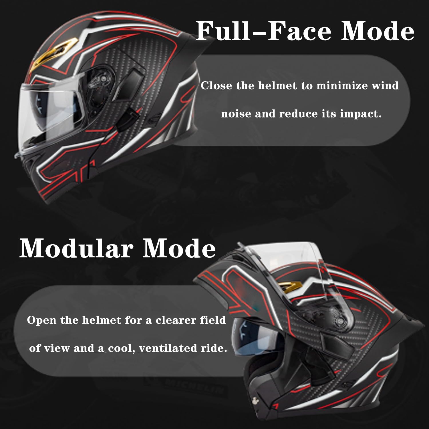 Casco Integrali Moto Apribile Con Doppia Visiera Caschi Integrale Apribili e modulari Approvato DOTECE Elmetto Integrato Modulare Fibbia a sgancio rapido Per Uomini Donne