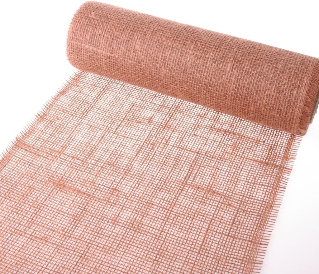 Jute Table Runner Col. 051 – Medium Brown – 300 mm/5 m/100 Decorative Hearts Free 29300 300 5 051