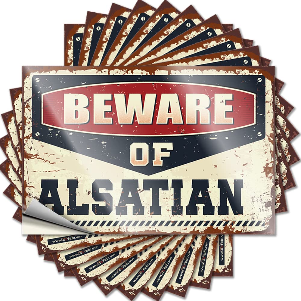 Fzfn Men's Colour Beware Of Alsatian Christmas Earth Diy | Western Bathroom Tattoos Helmet Removable Vinyl Sticker Decal(8X12cm)