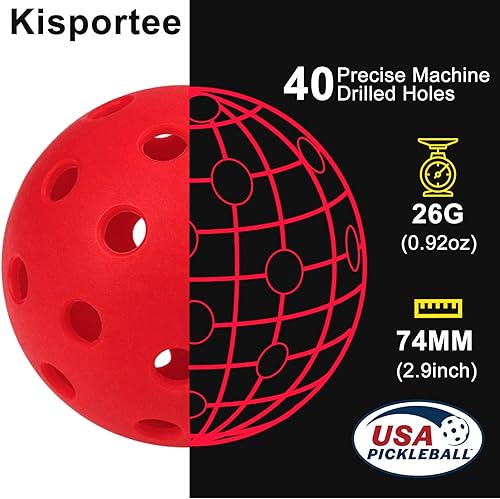 Miniatura 2 de Pickleballs Balls, 12 Pack Outdoor Pickleball Ball with Mesh Bag for Sport Outdoor Play, High Elasticity & Durable USAPA Approved Pickleballs for