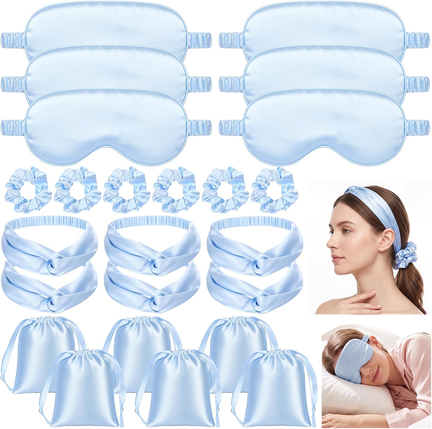 6 Sets Silk Satin Sleep Mask Gift Set, Bridesmaid Gifts, Wedding Favors