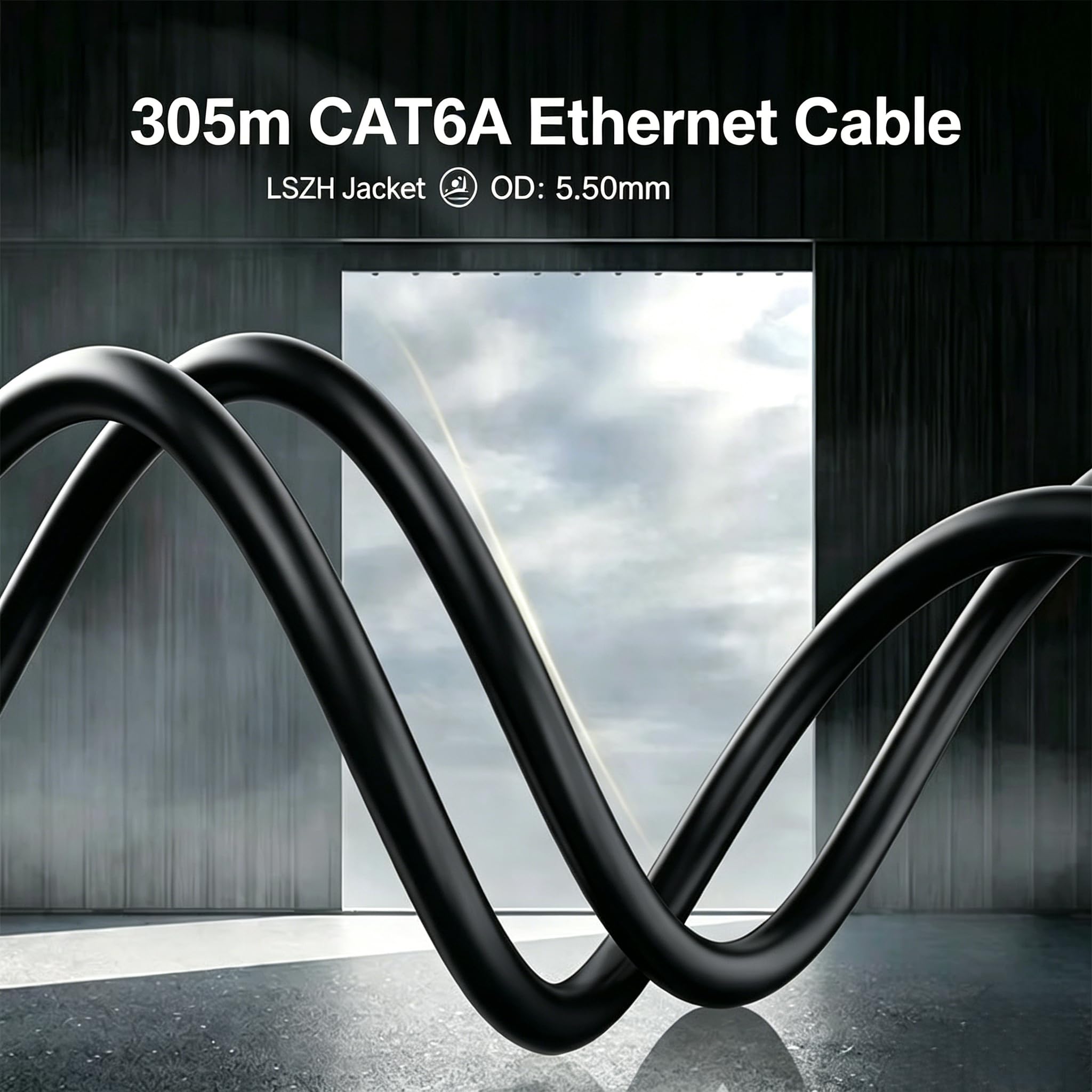 Elfcam® - 305m Câble de Réseau Ethernet Bobine | 100% Cuivre U/FTP | CAT6A, 26AWG RJ45 | LAN 10Gbps | Blindé | PC, Switch, Routeur, Modem, Commutateur (305 Mètres,Noir)