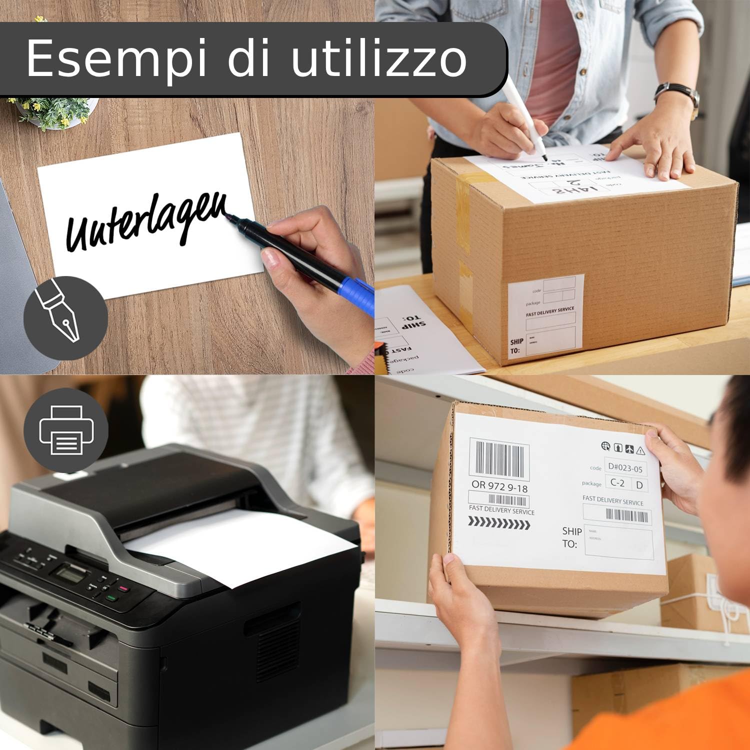 younikat Carta adesiva A4 autoadesiva 250 fogli bianco opaco - az067 | Carta adesiva stampabile per adesivi ed etichette con superficie opaca, adatta a stampanti laser e applicazioni creative