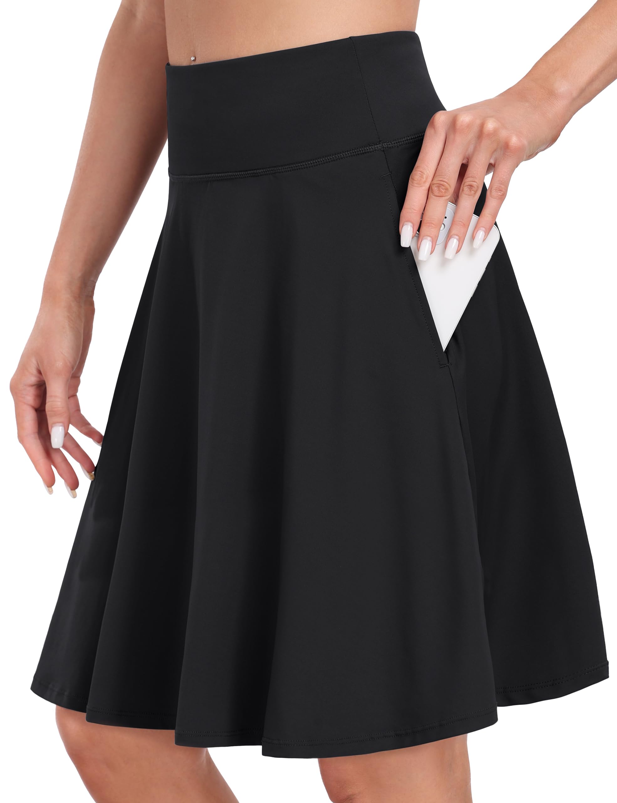 Desol 50cm Tennisrock Damen mit Hose Knielang, Hohe Taille Hosenrock Damen mit 4 Taschen, Golfrock mit Shorts, Skort Damen mit Verstellbares Zugband, Sportrock für Tennis, Golf, Laufen