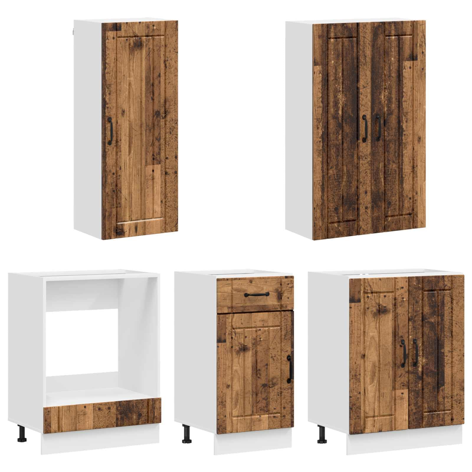 Comodino Cucina Lucca 5 PZ Legno Antico Materiale Legno 60 cm