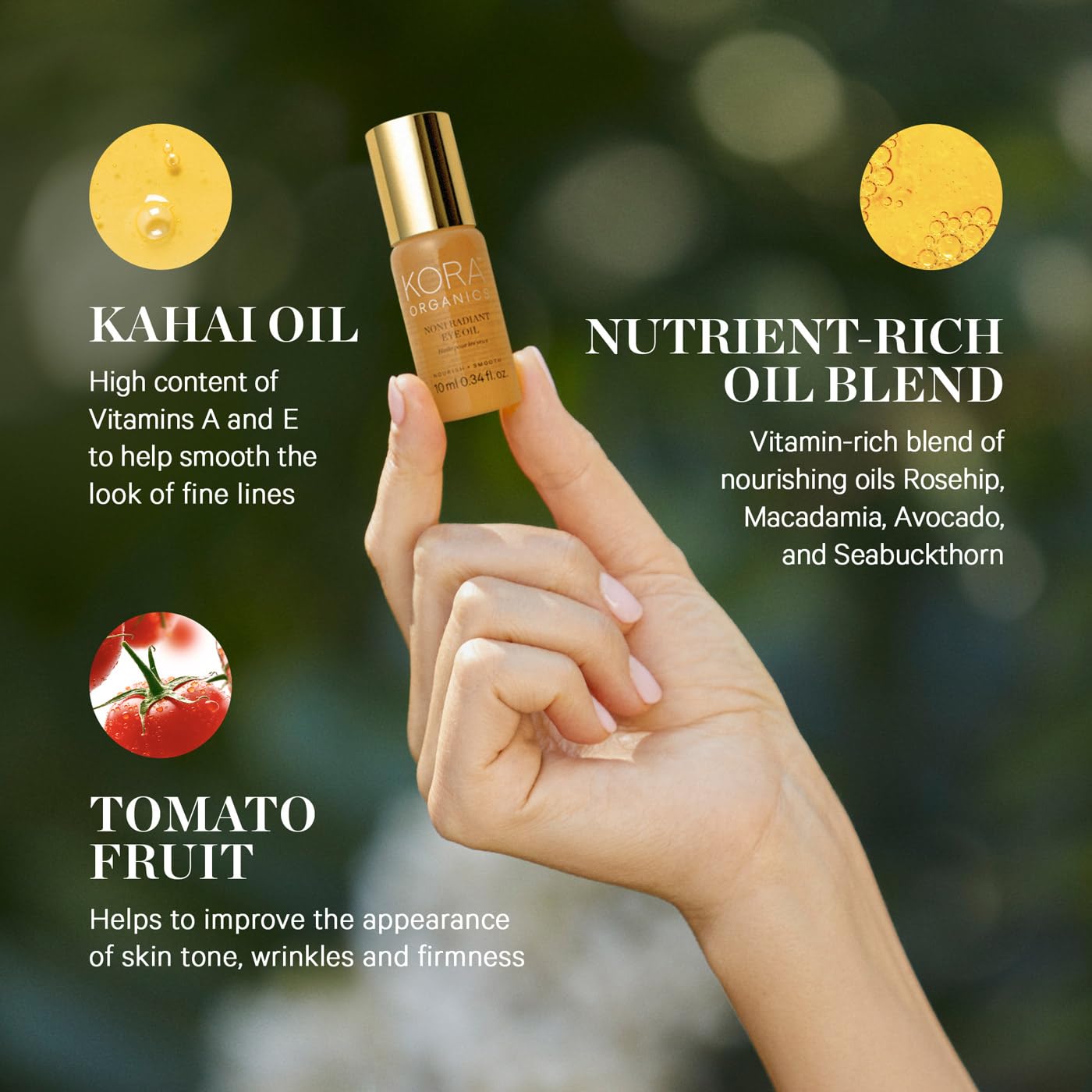 KORA Organics Noni Radiant Eye Oil 10ml – Organic Eye Treatment with Noni, Tomato & Marine Bamboo Extracts to Brighten, Smooth, Reduce Puffiness & Dark Circles 3