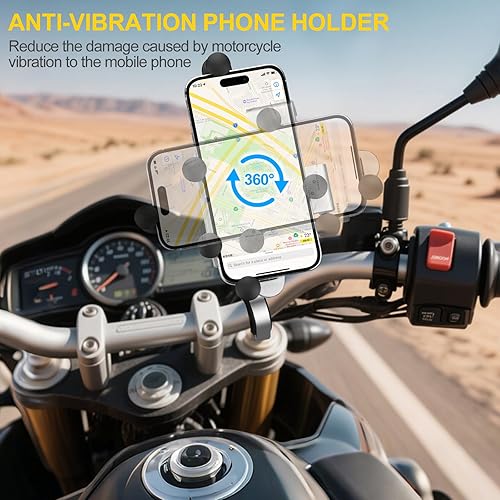 Miniatura 3 de Soporte de aleación de aluminio para teléfono de motocicleta amortiguador de vibración dual brazo de ajuste de metal Accesorios para manillar de