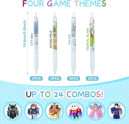 Miniatura 3 de 12 lápices mecánicos de juego de 0.020 in, personajes extraíbles por cierto, escenas de juegos, diseño único de bricolaje, juegos de papelería