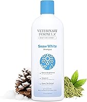 Veterinary Formula Snow White Shampoo for Dogs Cats Horses - Removes Stains Yellowing Brightens Coats No Bleach 17oz