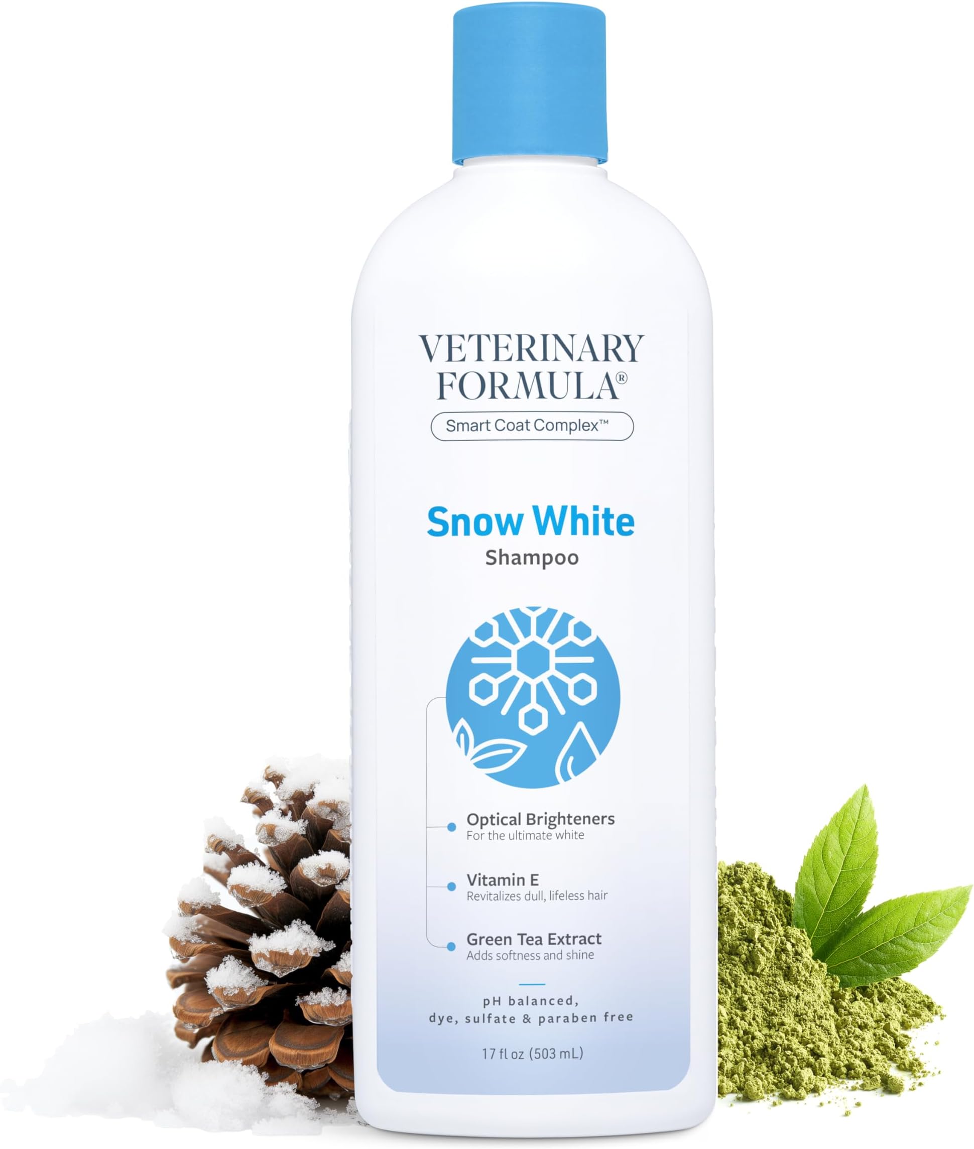 Veterinary Formula Solutions Snow White Shampoo for Dogs and Cats, 17 oz – Safely Remove Stains Without Bleach or Peroxide – Gently Cleanses, Deodorizes and Brightens White Coat – Fresh Scent