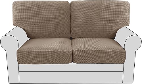 Miniatura 60 de H.VERSAILTEX Fundas de Sofá de Amor de Varias Piezas para Sofá de 2 Cojines, Fundas de Cojín de Sofá de Alta Elasticidad, Tela de Sarga Texturizada