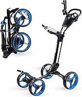Vista 10 de Carrito de golf plegable de 4 ruedas, freno de pie, ¡un segundo para abrir y cerrar!