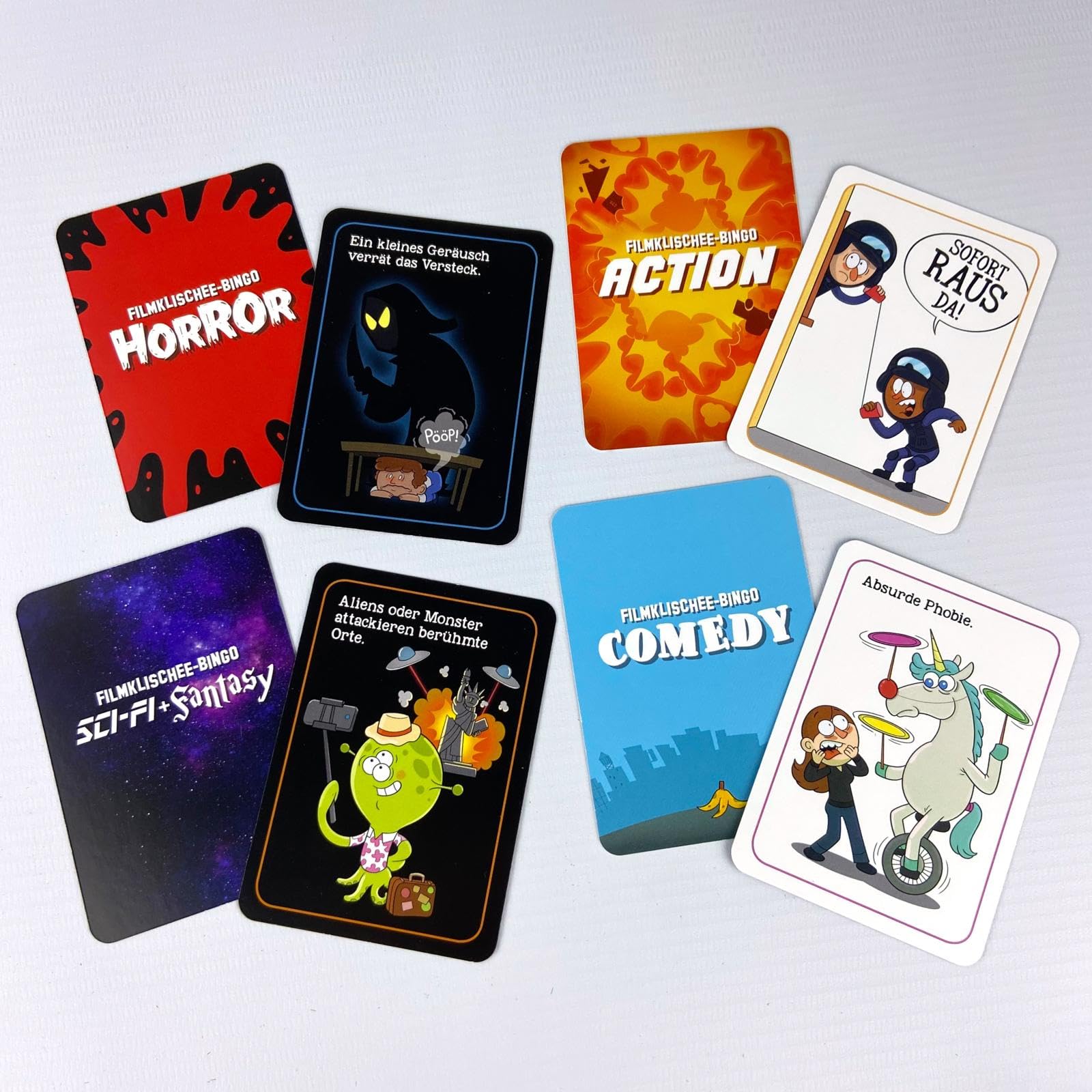 Filmklischee-Bingo: Das lustige Kartenspiel für deinen Filmabend | Gemeinschaftsspiel für Jugendliche und Erwachsene. Das perfekte Geschenk für Filmfans ab 12 Jahren