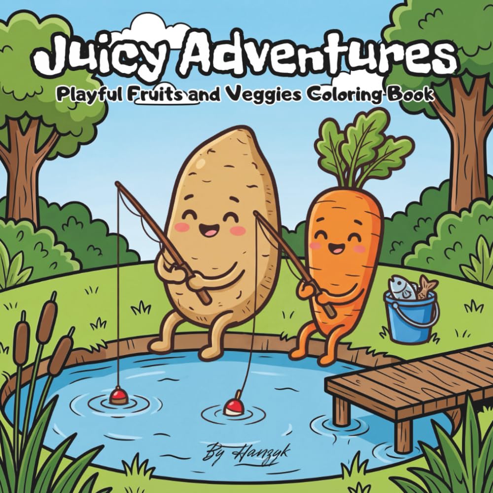 Juicy Adventures: Playful Fruits and Veggies Coloring Book