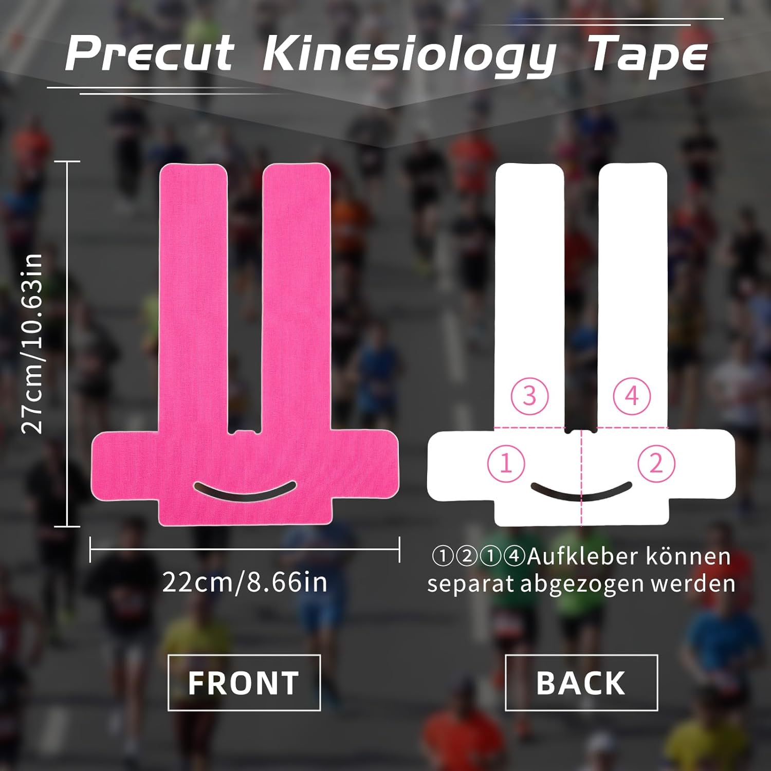 12 Pcs Precut Kinesiology Tape for Knees, Waterproof Athletic Tape for Knee Pain Relief Pre Cut, Original Cotton Sports Tape, Durable Long-Lasting Support Knee Tape - Image 2