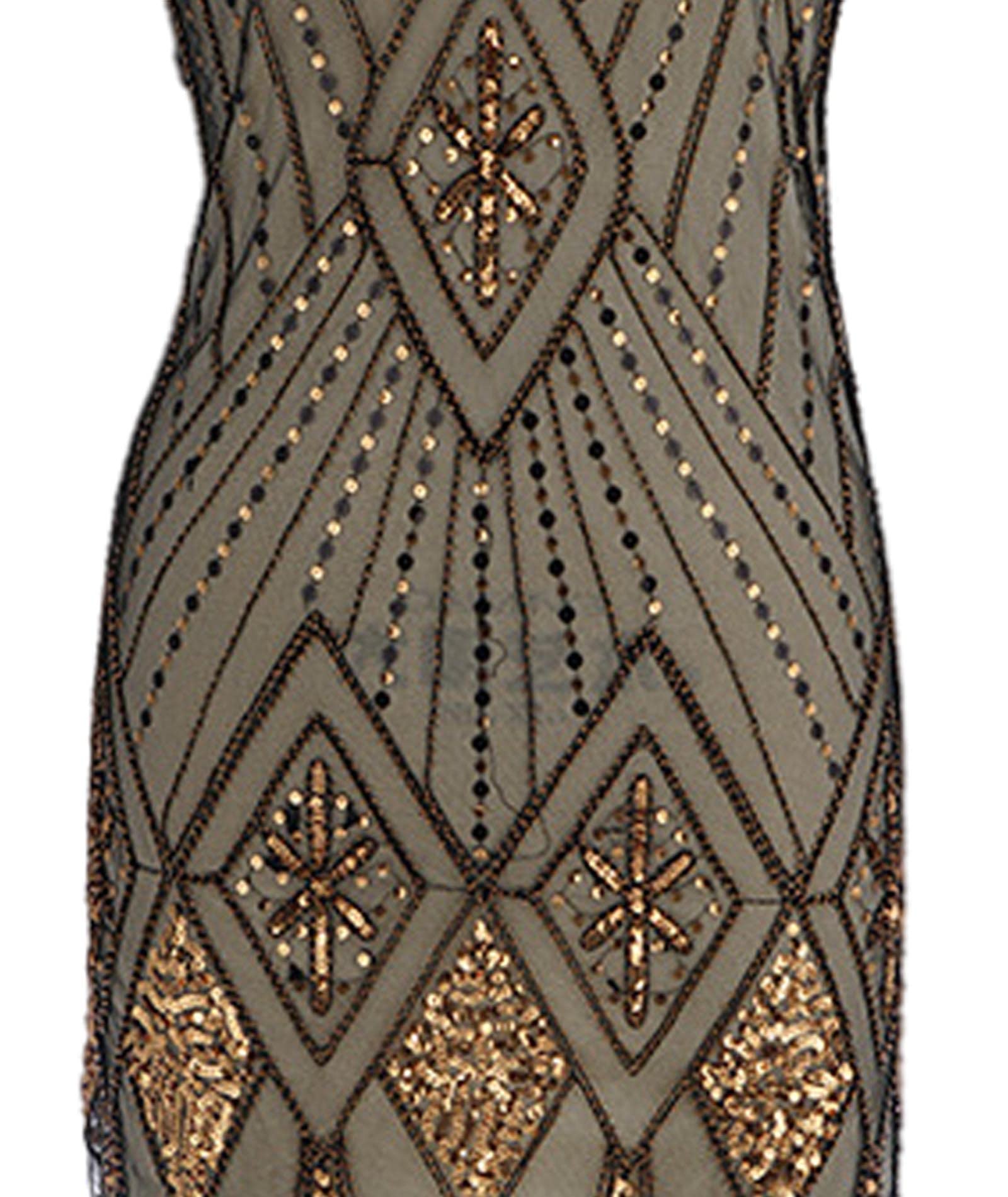 xxxiticat Vestido vintage de los años 20 para mujer, vestido de Gatsby con lentejuelas, borlas, dobladillo, cóctel, graduación, fiesta, vestido