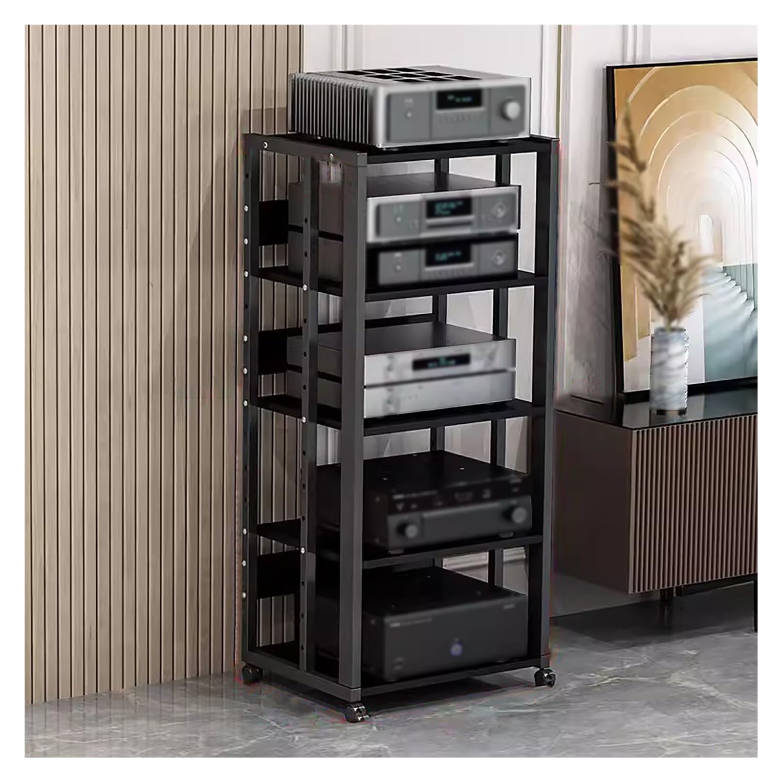 meuble chaine hifi Support Multimédia De Salon À 5 Niveaux For Console De Jeu, Grand Support De Composants Audio Vidéo Stéréo Mobile For Centre De Divertissement Home Cinéma, Étagère D'angle For Récep