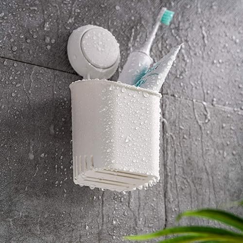 Miniatura 2 de LEVERLOC Organizador de ducha y soporte para jabón y dos soportes para cepillos de dientes, instalación de un segundo, sin perforación, juego