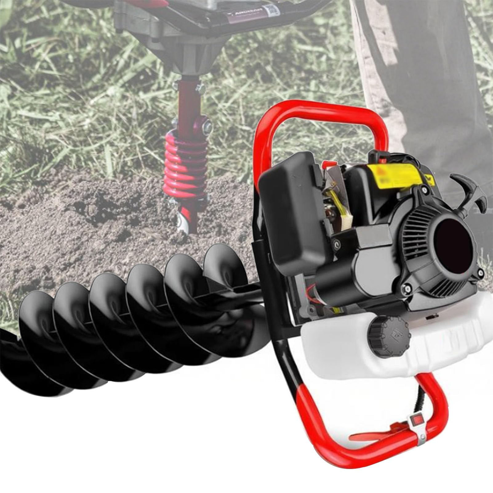 Scavatore a benzina con asta di estensione da 80 cm, punte da trapano a coclea da 12 cm, trivella a 4 tempi per giardino, terreni agricoli e piantagioni