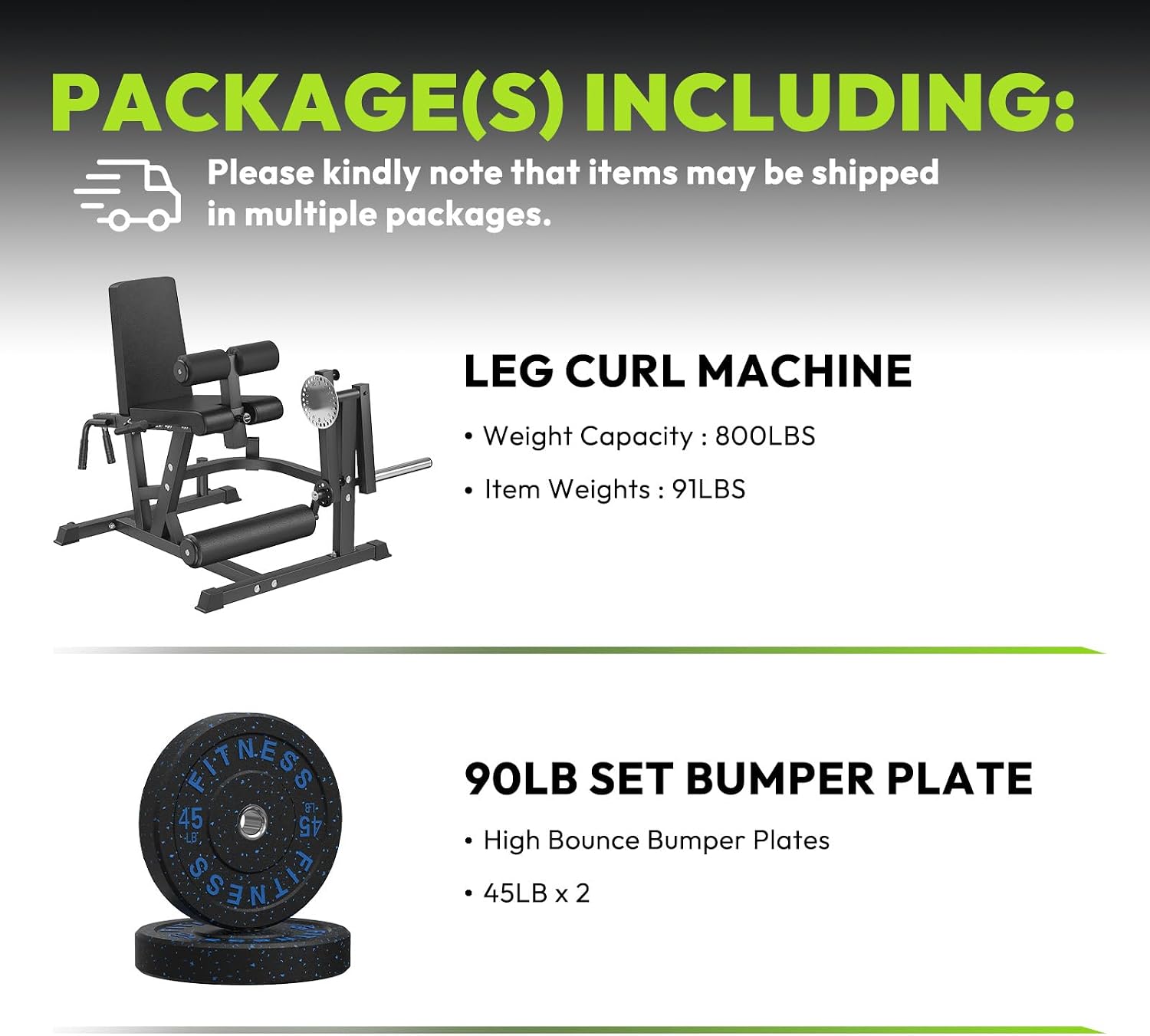 HANDBODE Leg Extension and Curl Machine, Adjustable Leg Exercise Machine, 800 lb Seated Leg Press Extension and Lying Hamstring Curl Machine for Home Gym, Leg Workout Equipment Fits 1'' and 2'' Plates
