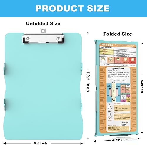 Miniatura 3 de Cooperwin Portapapeles de enfermería triple plegable, 3 capas de aluminio para enfermeras con edición de enfermería, hojas de trucos, tamaño de