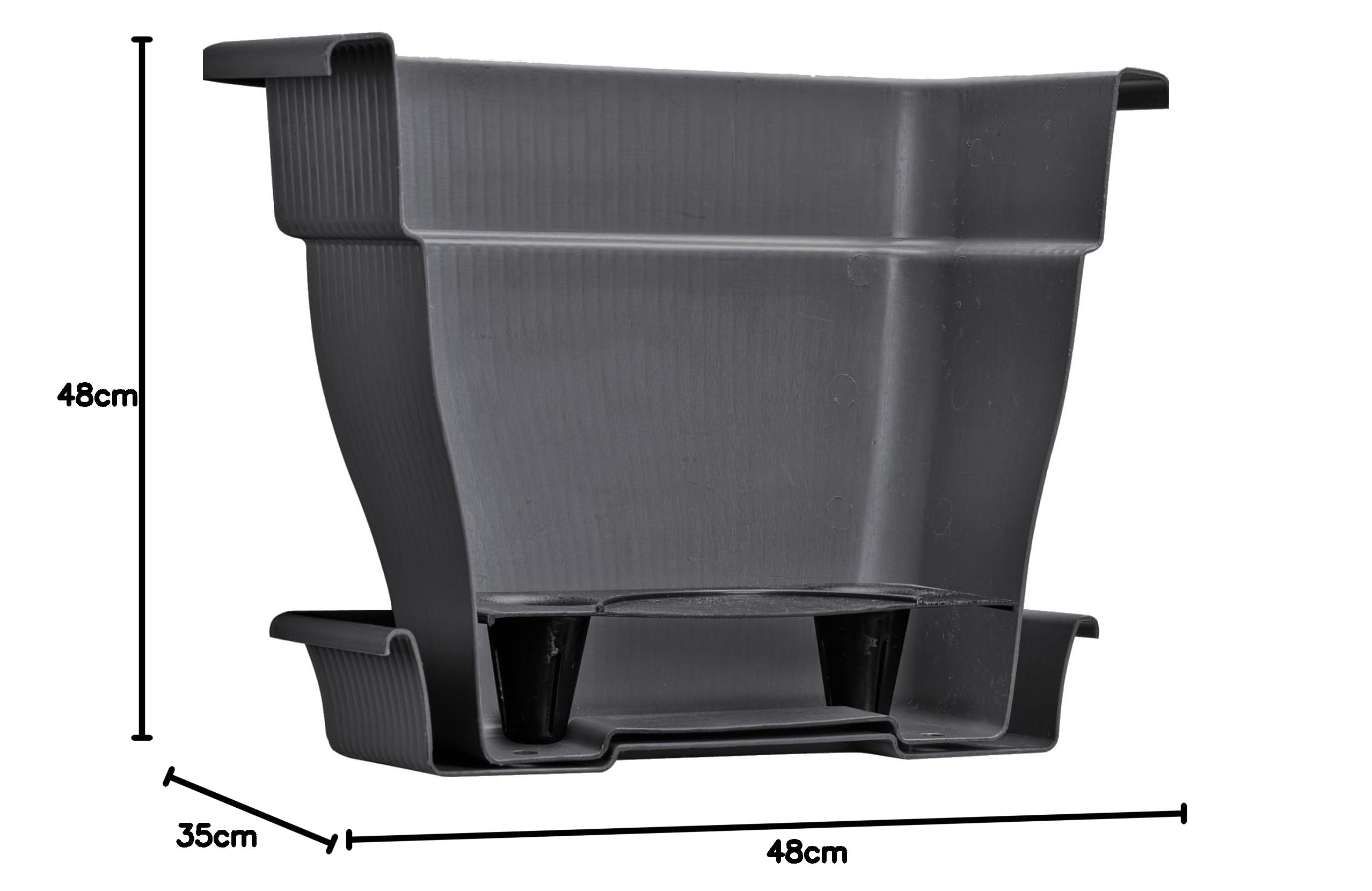 Pflanzkübel XL 48x48 cm Anthrazit 3er Set Wasserspeicher 30 L Blumentopf | BURI Untersetzer Made in DE aus robustem Kunststoff, UV-stabil und frostsicher für Pflanzkästen im Außenbereich