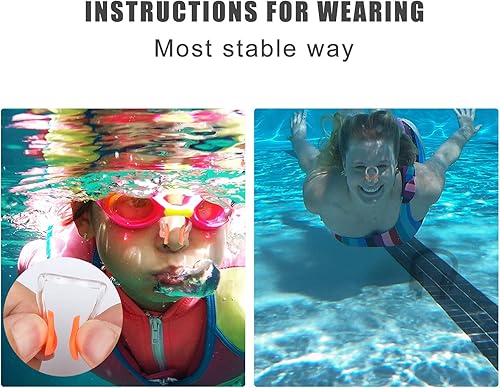 Miniatura 5 de SAVITA Juego de tapones para la oreja y clip para la nariz, reutilizable, impermeable, protector de nariz para oído