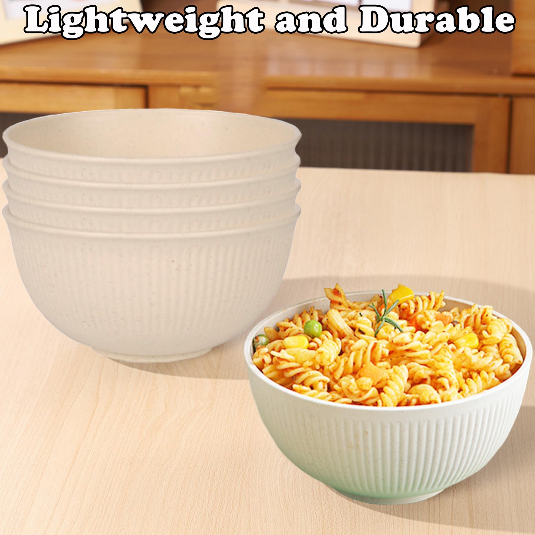 QHNTXQD Unbreakable Cereal Bowls, 24 OZ Lightweight Plastic Bowl Set of 4 - Image 4
