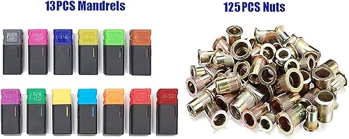 Miniatura 3 de TWT Herramienta de remache de 16 pulgadas, remachadora ciega de mano, totalmente 13mandriles M3 M4 M5, m6, m8, m10 M12,