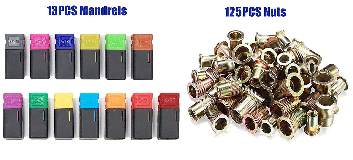 K Mandrino Per Pistola Per Dadi Per Rivetti Da 100 Pezzi M3/M4/M5/M6