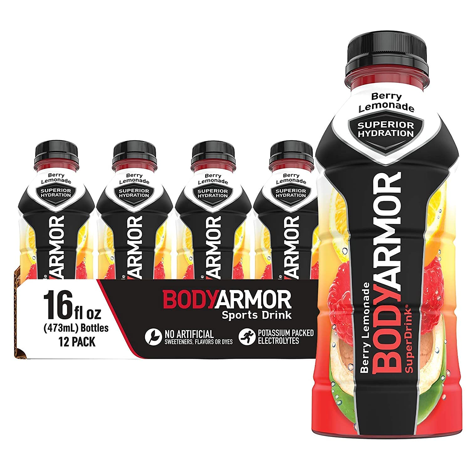 BODYARMOR Sports Drink Sports Beverage, Berry Lemonade, Natural Flavors With Vitamins, Potassium-Packed Electrolytes, No Preservatives, Perfect For Athletes, 16 Fl Oz (Pack of 12) : Grocery & Gourmet Food