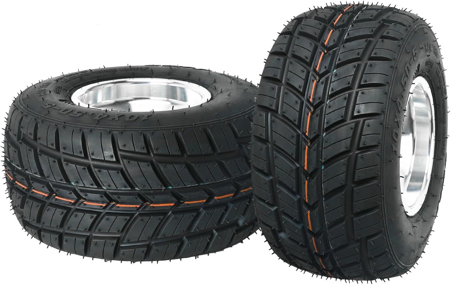 2pcs 5" Racing Go Kart Wheels Rain Tire 10x4.50x5 10x4.50-5 Racer Tire Rim 3 Stud 50mm for Mini Bike ATV Quad Drift Trike Lawn Mower Tractor Cart Rain Tires Tubeless Golf Cart