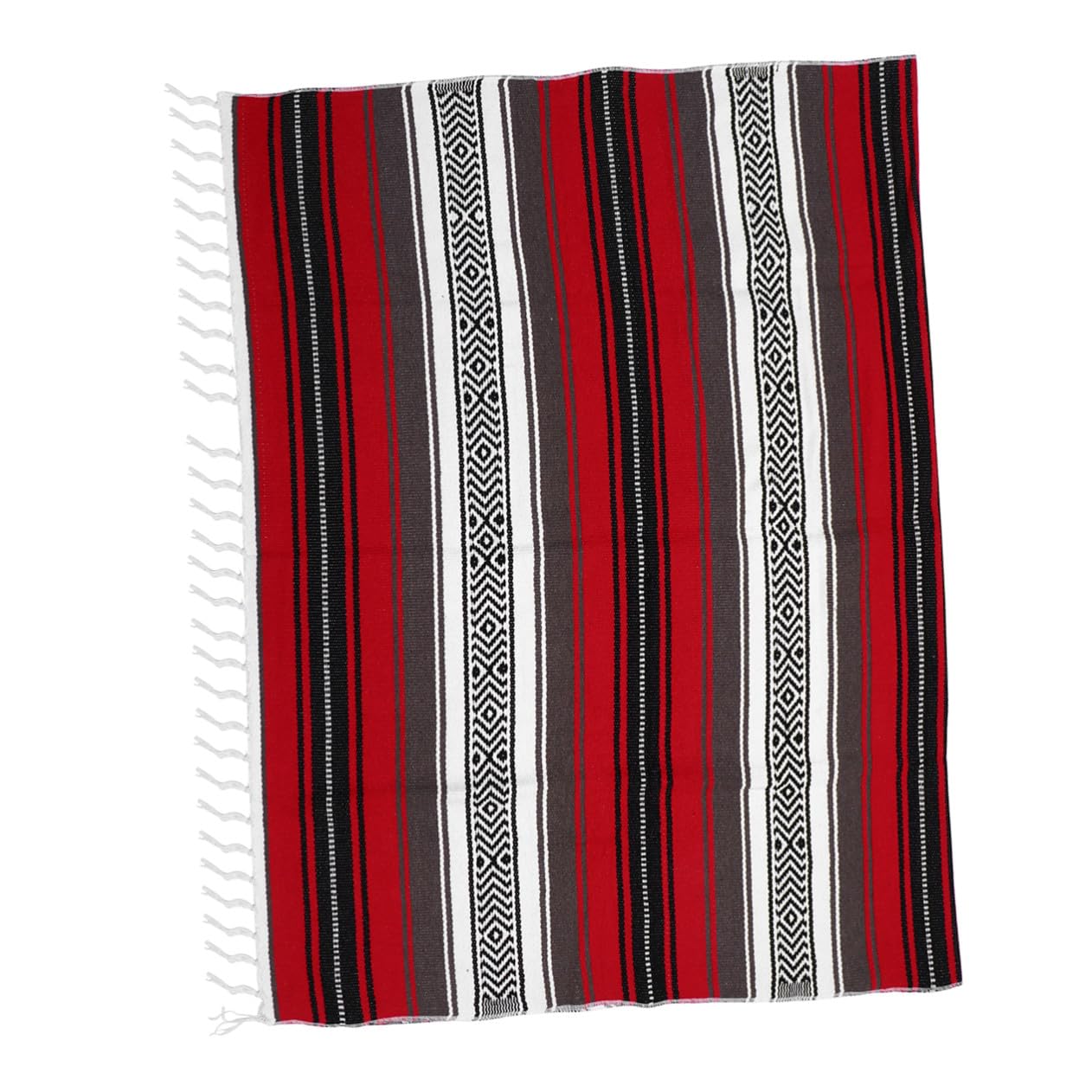 Couverture mexicaine tissée rouge 130x180 cm pour vos soirées cocooning et pique-niques
