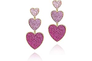 Pink Valentine&#x27;s Day Three Heart Earrings