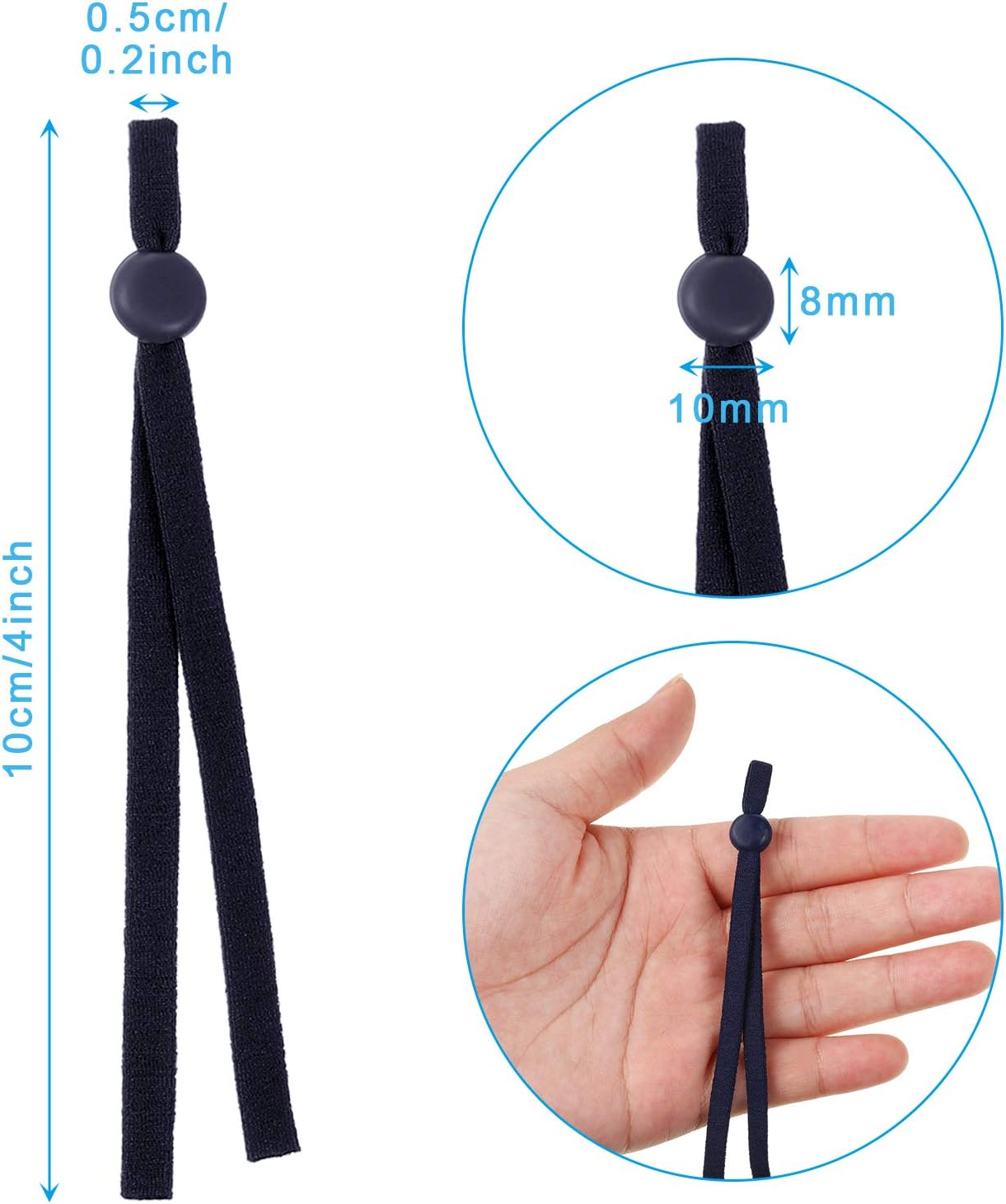 Elastic String Bands with Adjustable Buckle Stretchy Ear Band Strap Elastic Cord Bands Earloop Anti-Slip Strap for DIY Sewing Making Supplies, 12 Colors (120 Pieces)