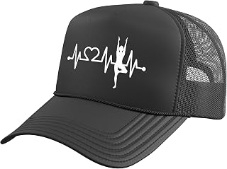 EKG Heartbeat Yoga with Heart Tree Vrksasana Pulse Trucker Hat with Adjustable Mesh Back