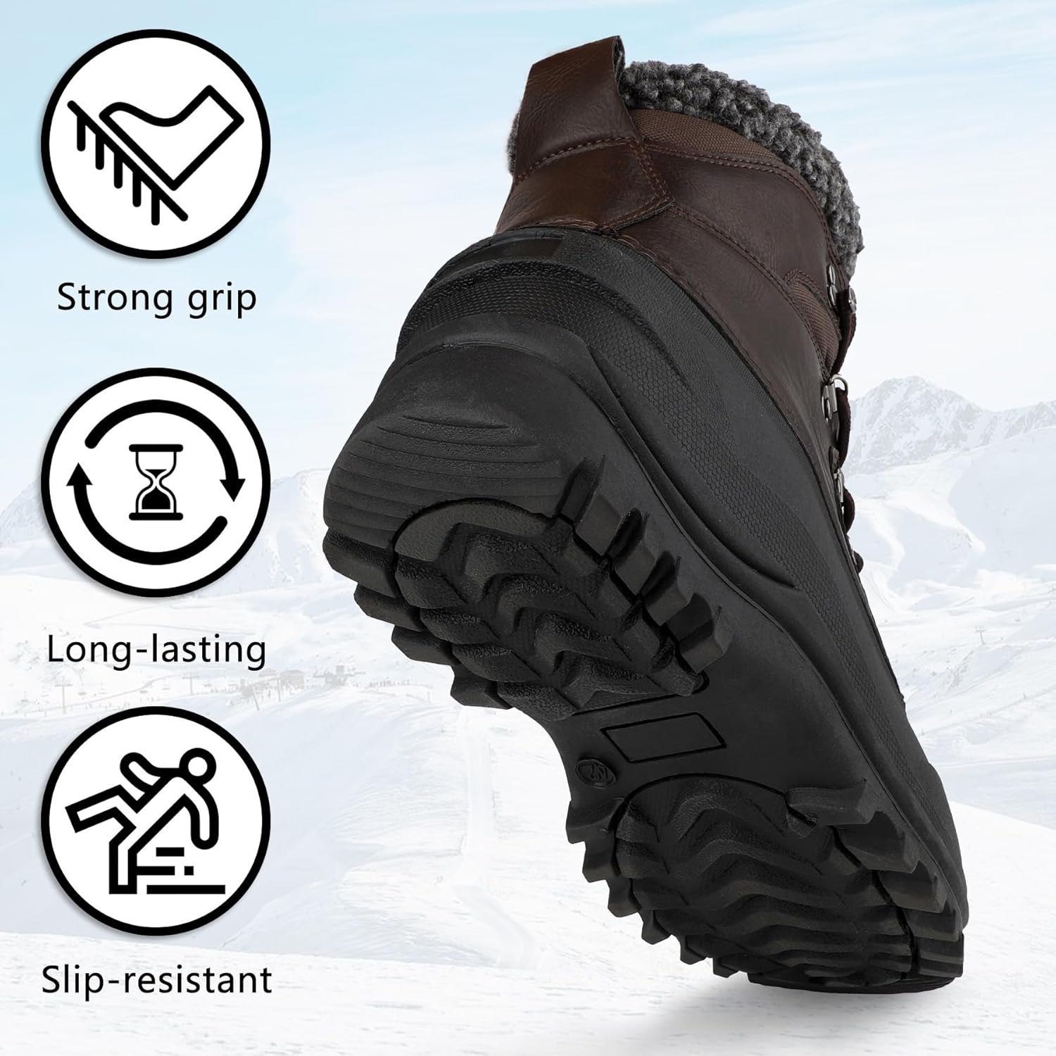 riemot Women's Men's Winter Snow Boots Waterproof Outdoor Boot Comfortable Anti-slip Warm Fur Collar Shoe for Hiking Walking Camping Lace-up Shoes US 5-14 - Image 5