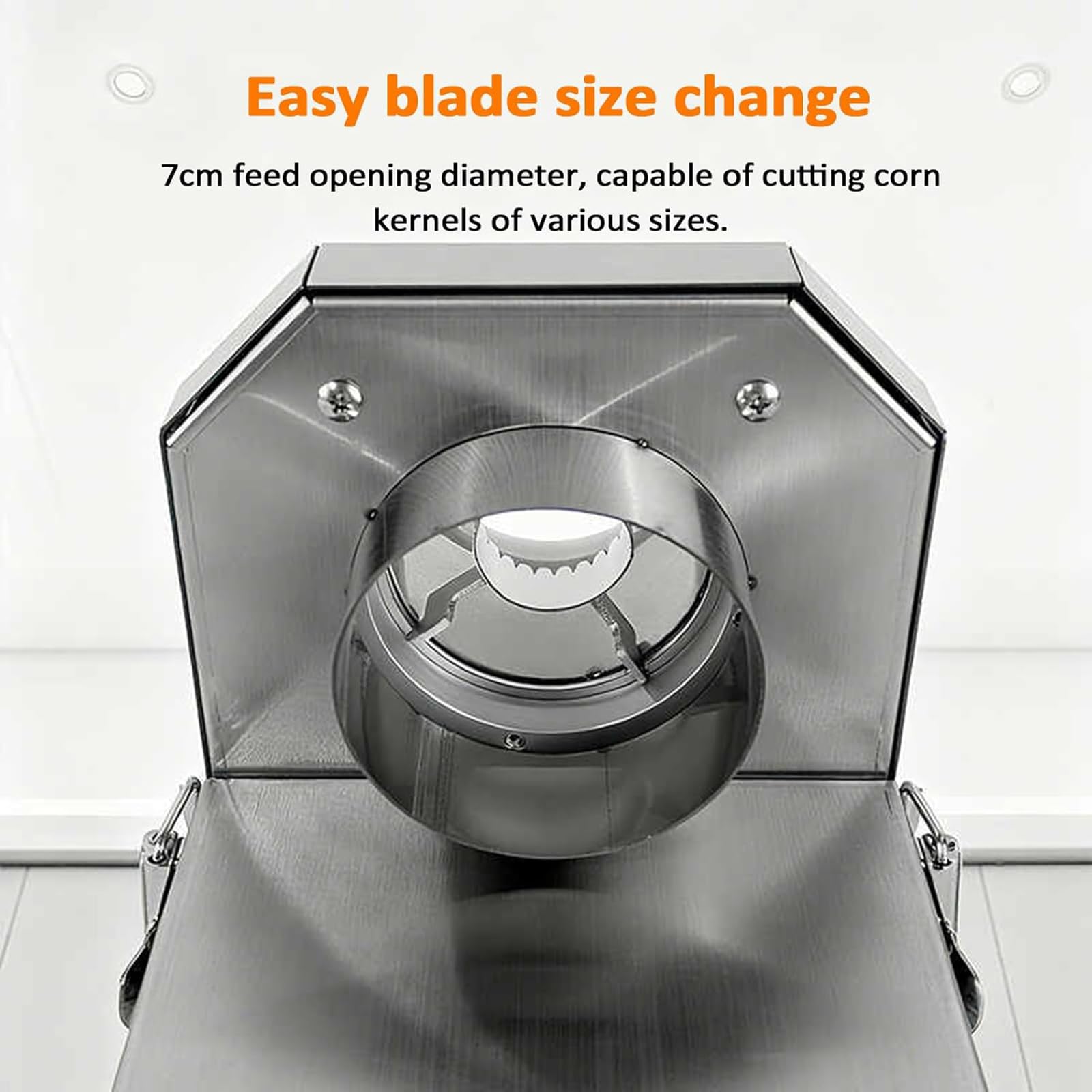 Spelacalli automatico per mais, macchina elettrica con lame in acciaio inossidabile, ingresso di alimentazione da 7 cm, rimovibile, per mais fresco e cotto