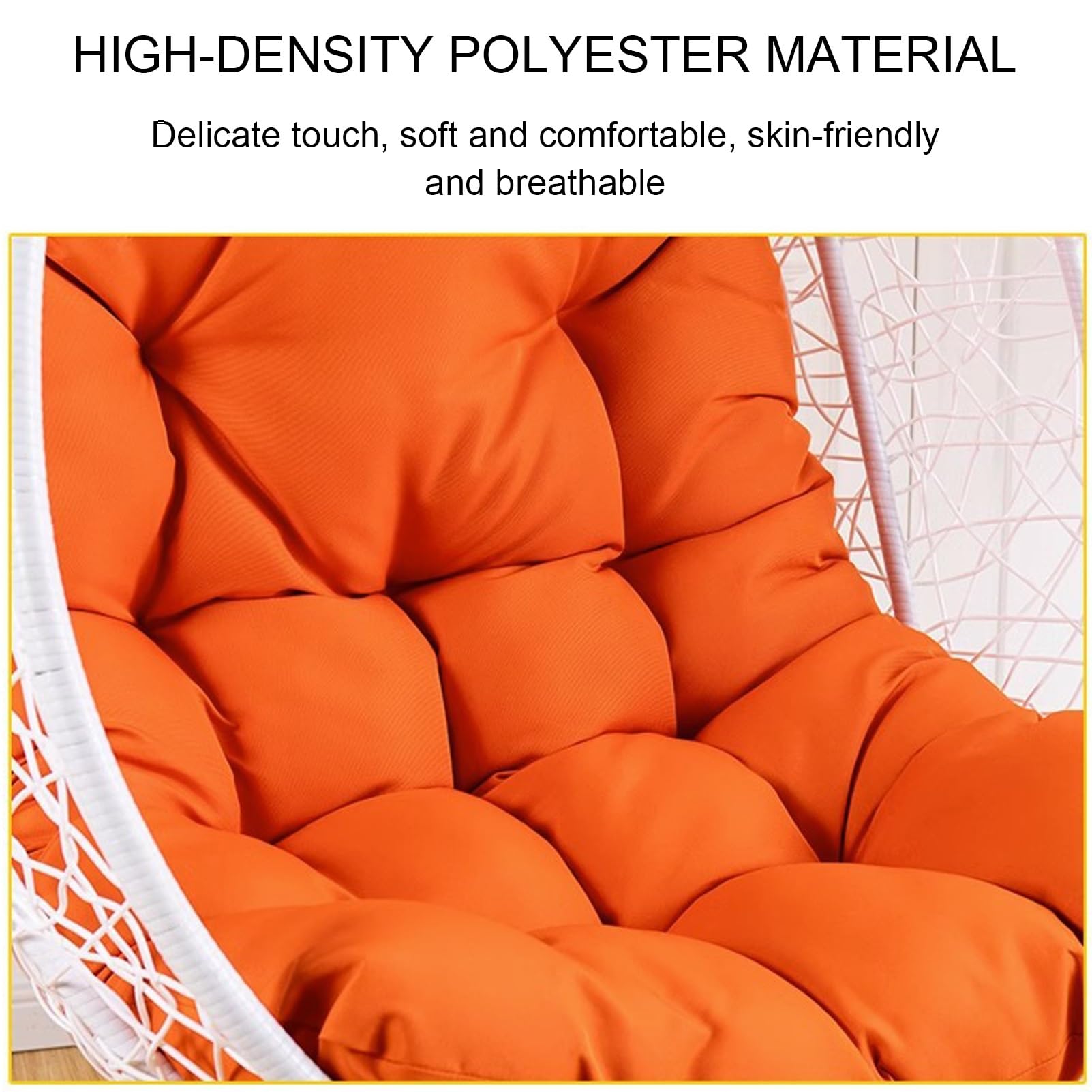 Meiiron Outdoor Patio Hanging Chair Hammock Swing Egg Chair Cushion, Stand Rattan Hanging Egg Chair Cushion Pads Indoor/Outdoor Hanging Chair Pad for Patio Bedroom Balcony(Style 3)