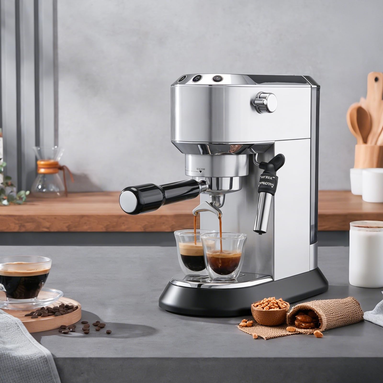 Porte-filtre 51mm 3 Oreilles à Double Bec en Acier Inoxydable - Compatible Delonghi Dedica EC685 EC680 EC785 - Poignée ABS Ergonomique - Noir